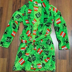 Vibrant Green Kids Robe with Fun Prints